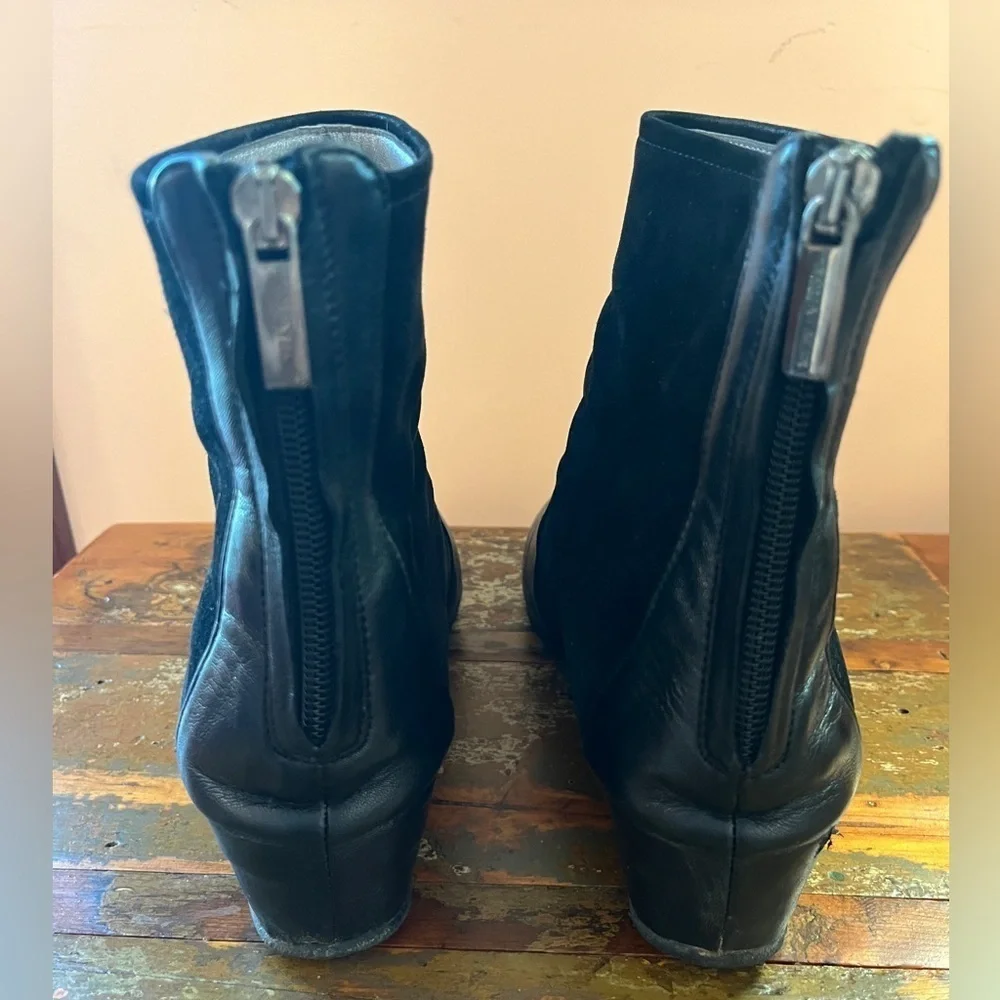 Aquatalia suede & leather booties. Size 9. Covered wedge